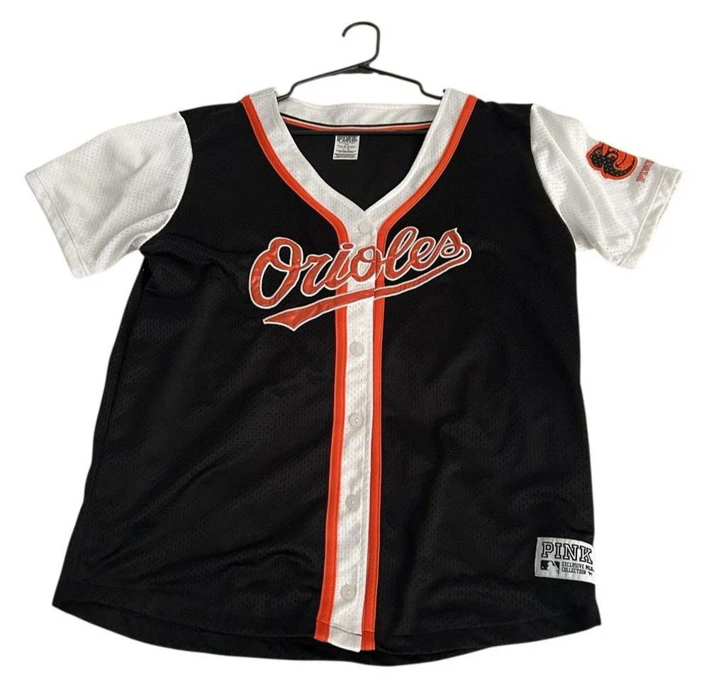 Baltimore Orioles MLB PINK by Victoria's Secret Black Jersey Women's Large Rare